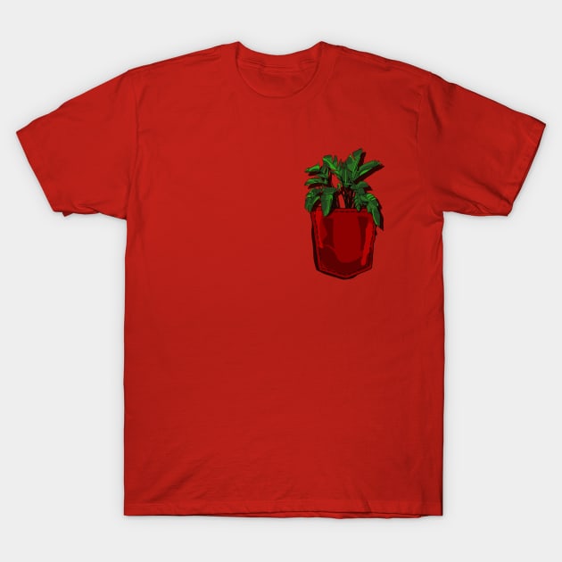 Plant in my Pocket - Monstera Plant in Shirt Pocket T-Shirt by Fun Funky Designs